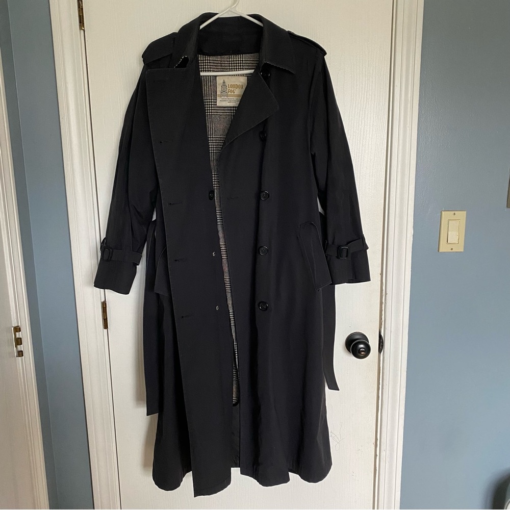 Vintage Black Lined Trench Coat London Fog